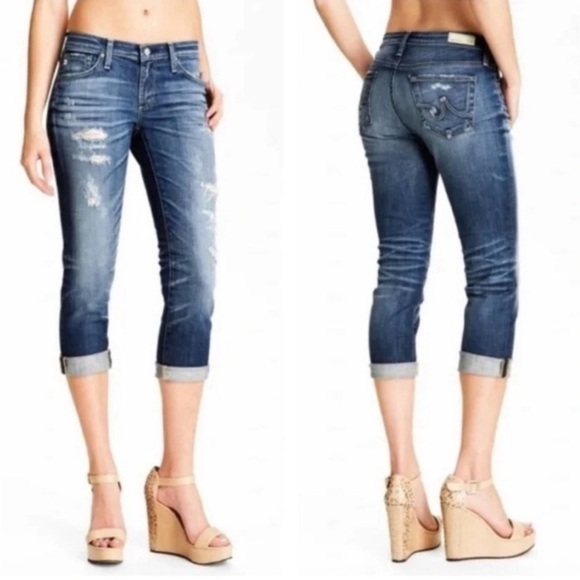 AG Adriano Goldschmied Stilt Crop Jeans Distressed Cigarette Cropped Y2K Size 29 - Picture 1 of 13